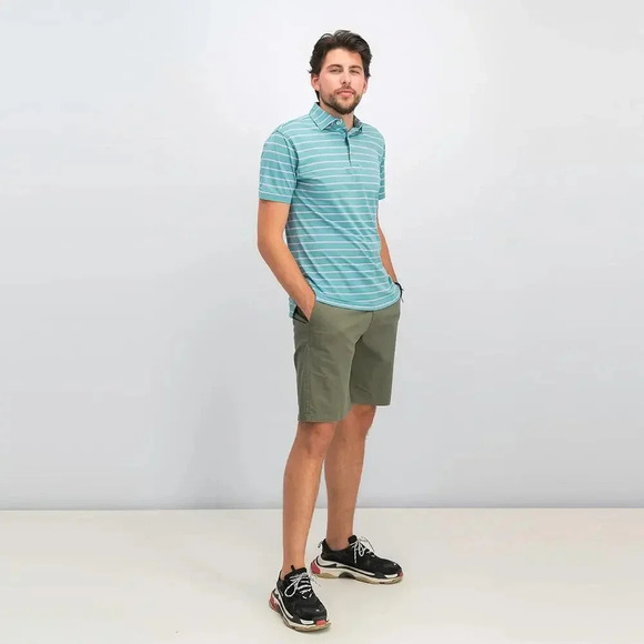 Peter Millar Men's Stripe Polo Sea Foam green Lilac Size XL - Picture 4 of 10